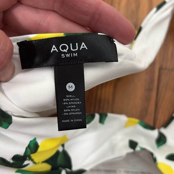 NWOT Aqua Swim White Lemon Print Swimsuit Bikini Bottom Medium - Picture 6 of 7